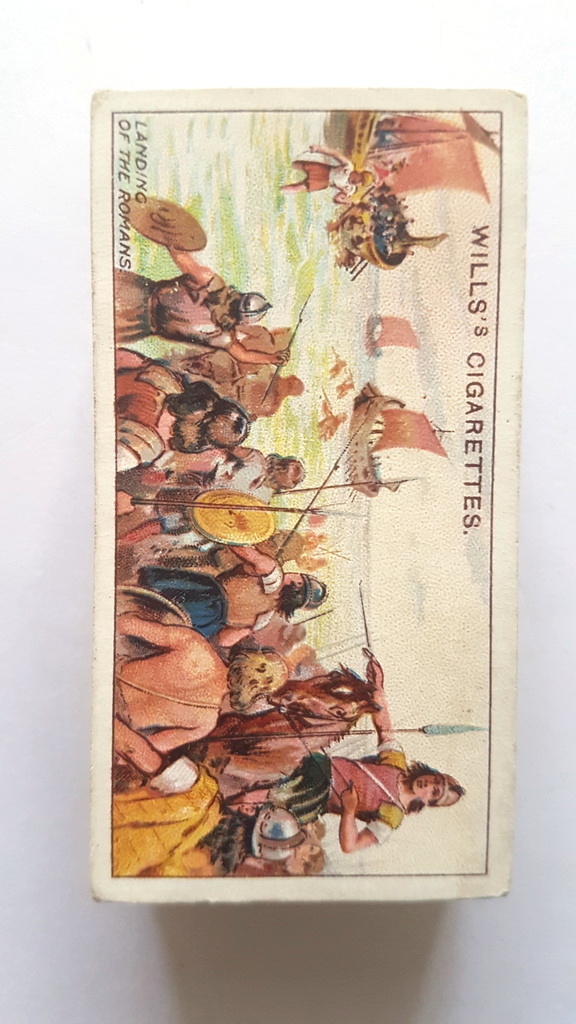 Photo of the front of these Historic Events cigarette cards