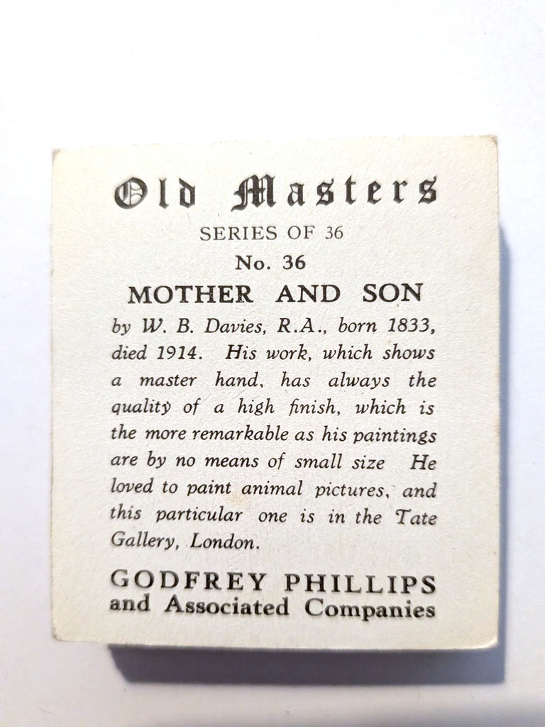 Photo of the back of these Old Masters cigarette cards